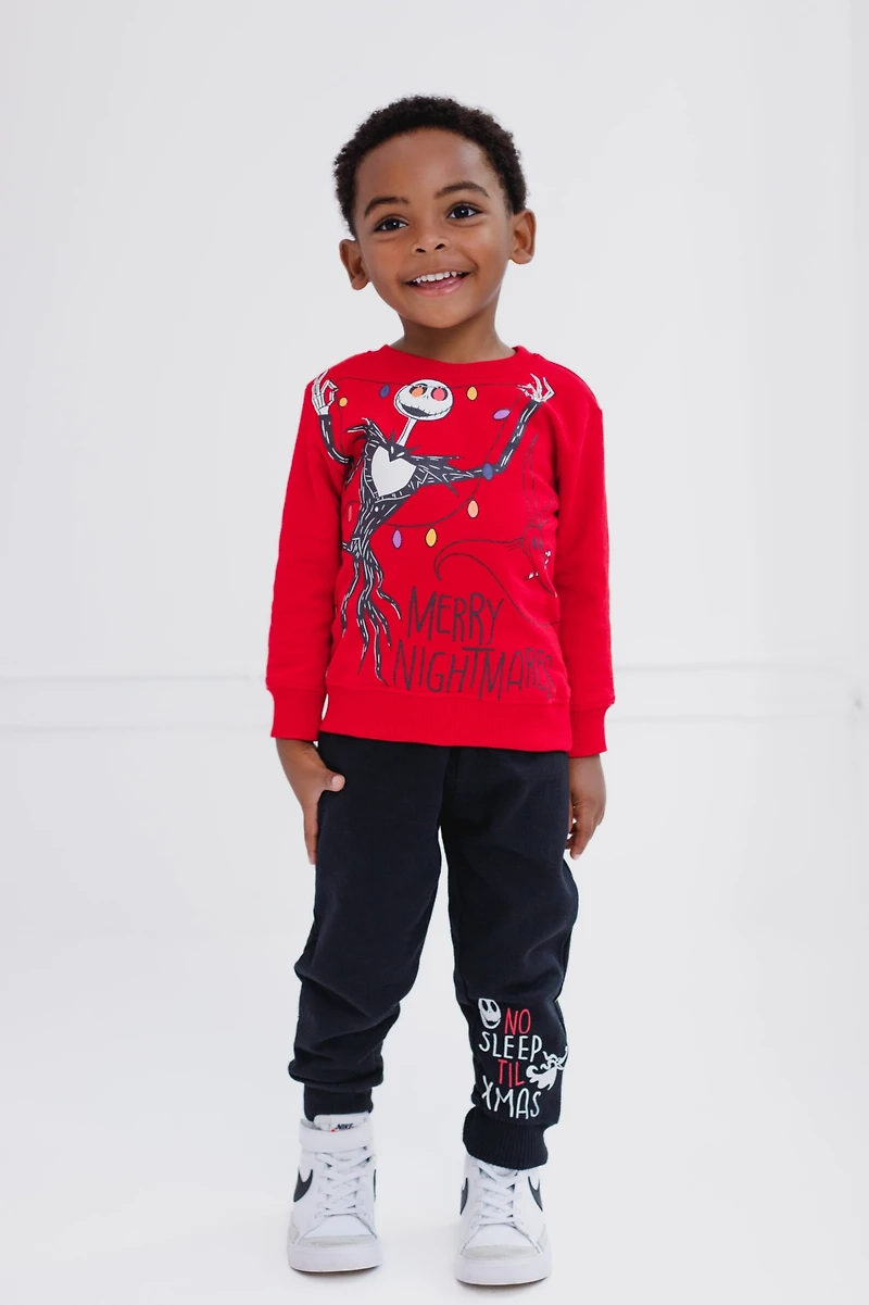 Nightmare Before Christmas Toddler Boys Disney Winnie the Pooh Mickey Mouse Toy Story Fleece Sweatshirt and Jogger Pants Outfit Set