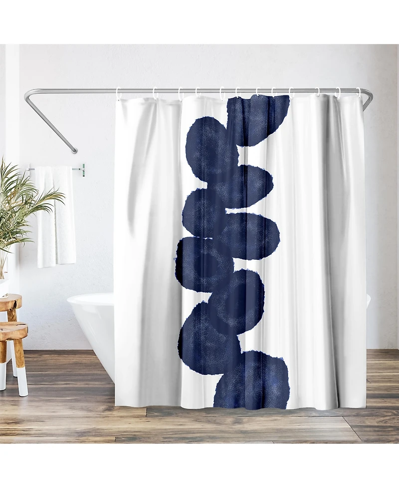71x74 Shower Curtain - Blue Abstract Design - Indigo Vine by Chaos & Wonder Design