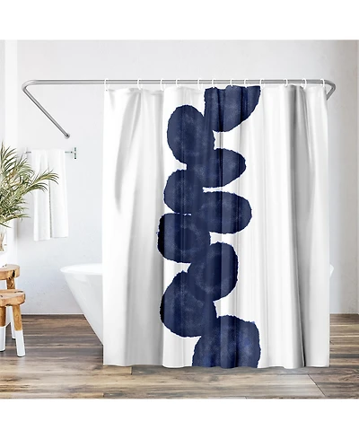 71x74 Shower Curtain - Blue Abstract Design - Indigo Vine by Chaos & Wonder Design