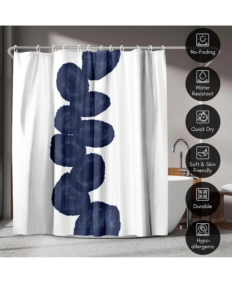 71x74 Shower Curtain - Blue Abstract Design - Indigo Vine by Chaos & Wonder Design