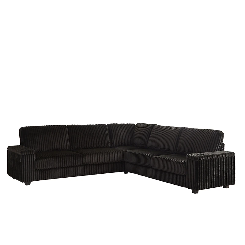 Streamdale Oversized Corduroy Corner Sofa with Storage and Ports