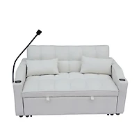 Simplie Fun Modern Velvet Loveseat Futon Sofa Couch w/Pullout Bed, Small Love Seat Lounge Sofa with adjustable Reclining Backrest, Toss Pillows, Pocke