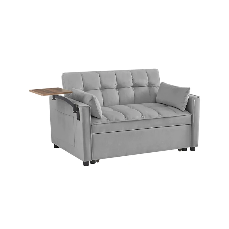 Streamdale Furniture Grey Velvet Loveseat Sofa Bed