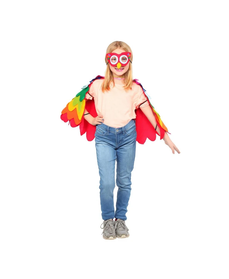 Dress Up America Colorful Parrot Cape & Mask Costume Set - Kids Boys Girls