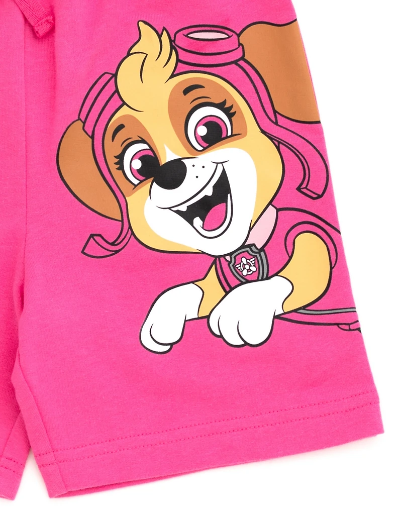 Paw Patrol Little Boys Chase Skye Rubble Marshall Cosplay T-Shirt and Bike Shorts French Terry Outfit Set to