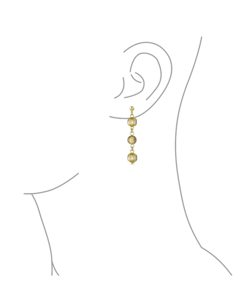 Bling Jewelry Multi Spheres Linear Dangle Ball Earrings Gold Plated 6MM