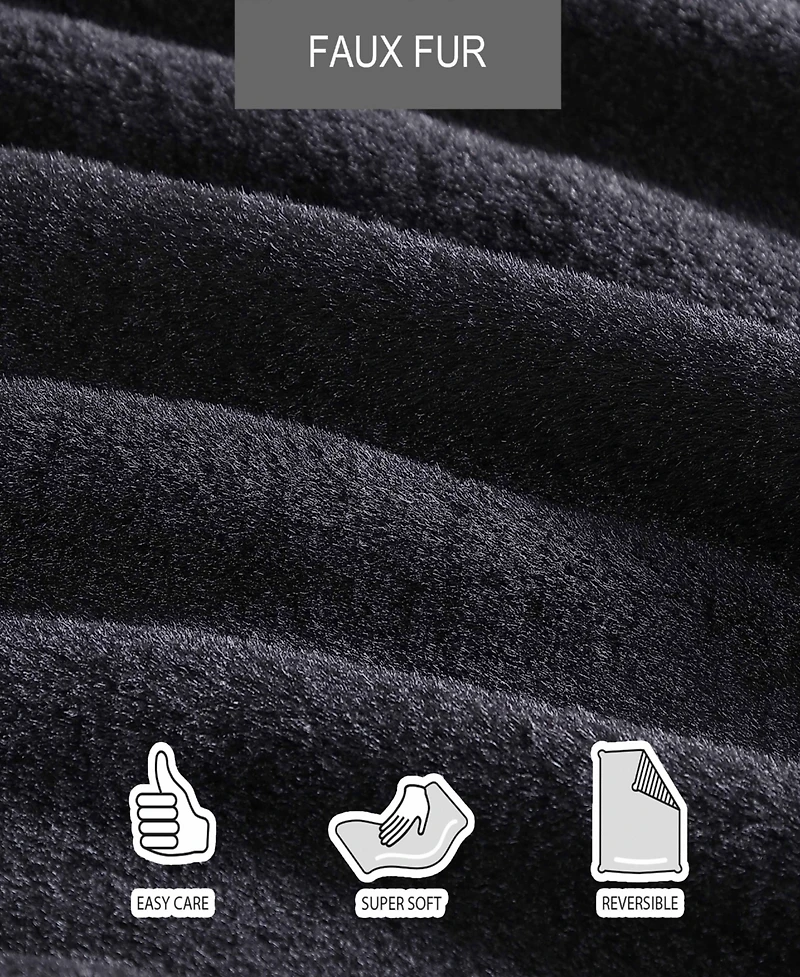 City Scene Solid Faux Fur Black Throw Blanket-50X60