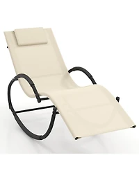 Pcs Outdoor Rocking Lounge Chair with Removable Headrest Breathable Backrest & Seat