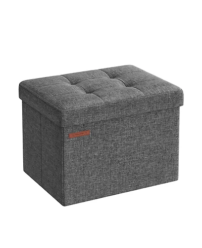 Songmics Home Foldable Storage Ottoman Bench for Living Room, Bedroom, Pastel Pink