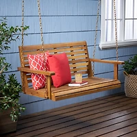 Streamdale Tasmania Acacia Wood Porch Swing Durable, Spacious, And Serene
