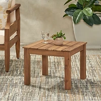 Streamdale Furniture Acacia Wood Slat-Top Side Table: Minimalist Elegance For Outdoor Spaces