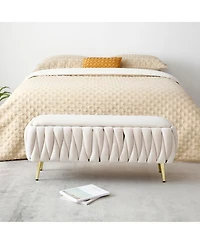 Streamdale Gold-legged Velvet Storage Bench