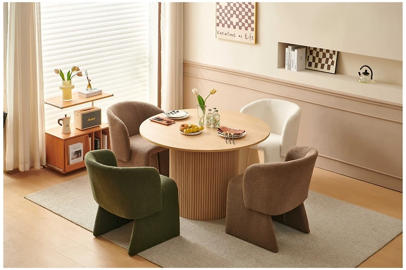 Simplie Fun Modern Accent Chair White Single Sofa Chair, Upholstered Side Chair Teddy Comfy Chair for Dining Room/Bedroom/Living Room/Reception-Off Wh