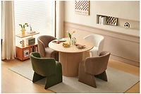 Simplie Fun Modern Accent Chair White Single Sofa Chair, Upholstered Side Chair Teddy Comfy Chair for Dining Room/Bedroom/Living Room/Reception-Off Wh