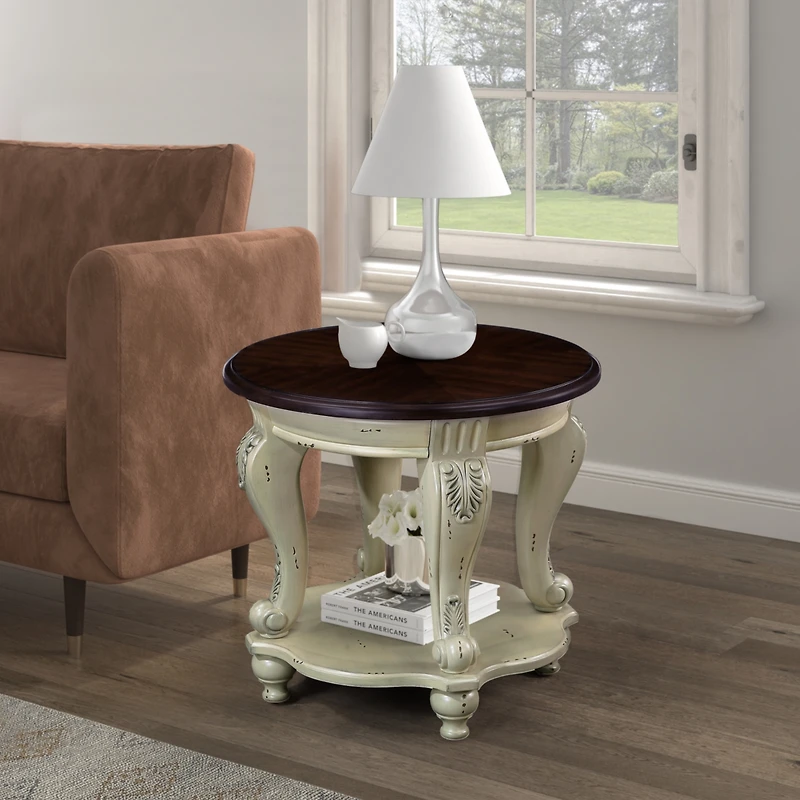 Streamdale Furniture Living Room Coffee Table Set, Coffee Table & Two End Side Table 3-Piece Set for Office, Living Room, Apartment, Beige and Espress