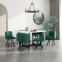 Modern 7 Pieces Dining Table Set, Rectangle Dining Table with 6 Chairs for Dining Room, Kitchen