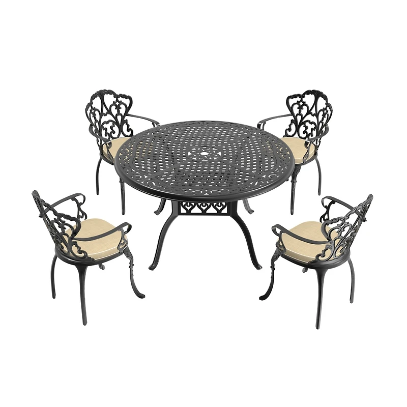 Streamdale 5-Piece Cast Aluminum Patio Set with Assorted Cushions
