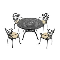Streamdale 5-Piece Cast Aluminum Patio Set with Assorted Cushions