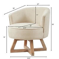 Streamdale Furniture Swivel chair with cross-shaped wooden base, Lounge chair with solid wood legs, 360freely Swivel chair, Classic linen Fabric for l