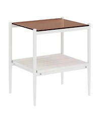 Streamdale Furniture Set of 2 Rectangle End Table, Tempered Glass Tabletop with Mdf layer, Modern Table for Living Room