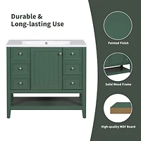 36" Bathroom Vanity without Sink, Cabinet Base Only, One Cabinet and three Drawers, Black