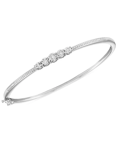 Diamond Five Stone Bangle Bracelet (1/4 ct. t.w.) in Sterling Silver