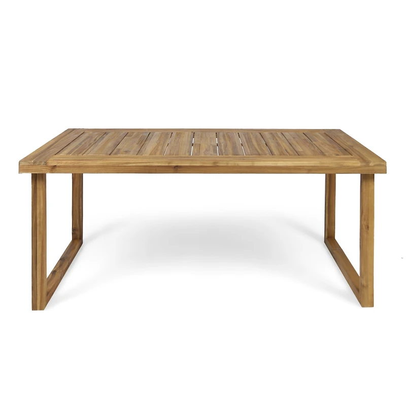 Outdoor 69" Acacia Wood Dining Table, Sandblast Natural Finish