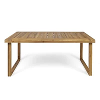 Outdoor 69" Acacia Wood Dining Table, Sandblast Natural Finish