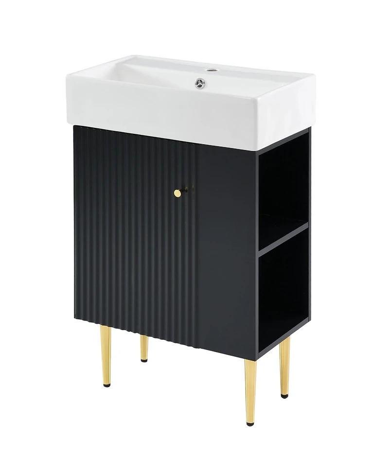 Streamdale Black Bathroom Vanity with Sink & Storage, 21.6