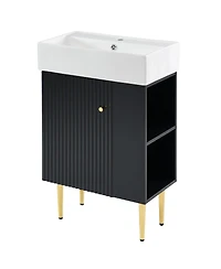 Streamdale Black Bathroom Vanity with Sink & Storage, 21.6