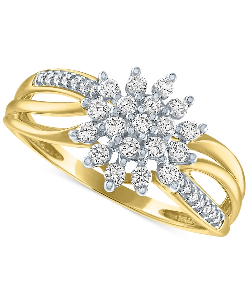 Forever Grown Diamonds Lab Grown Diamond Star Cluster Ring (1/3 ct. t.w.) in 10k Gold