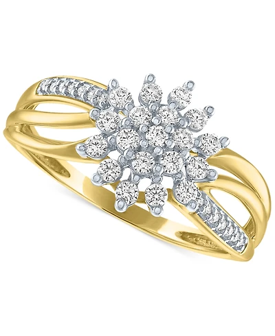 Forever Grown Diamonds Lab Diamond Star Cluster Ring (1/3 ct. t.w.) 10k Gold