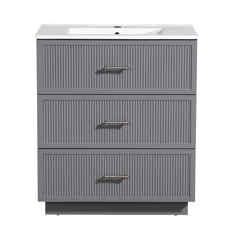 Streamdale Modern 30" Bathroom Vanity Set with Ceramic Sink and Storage