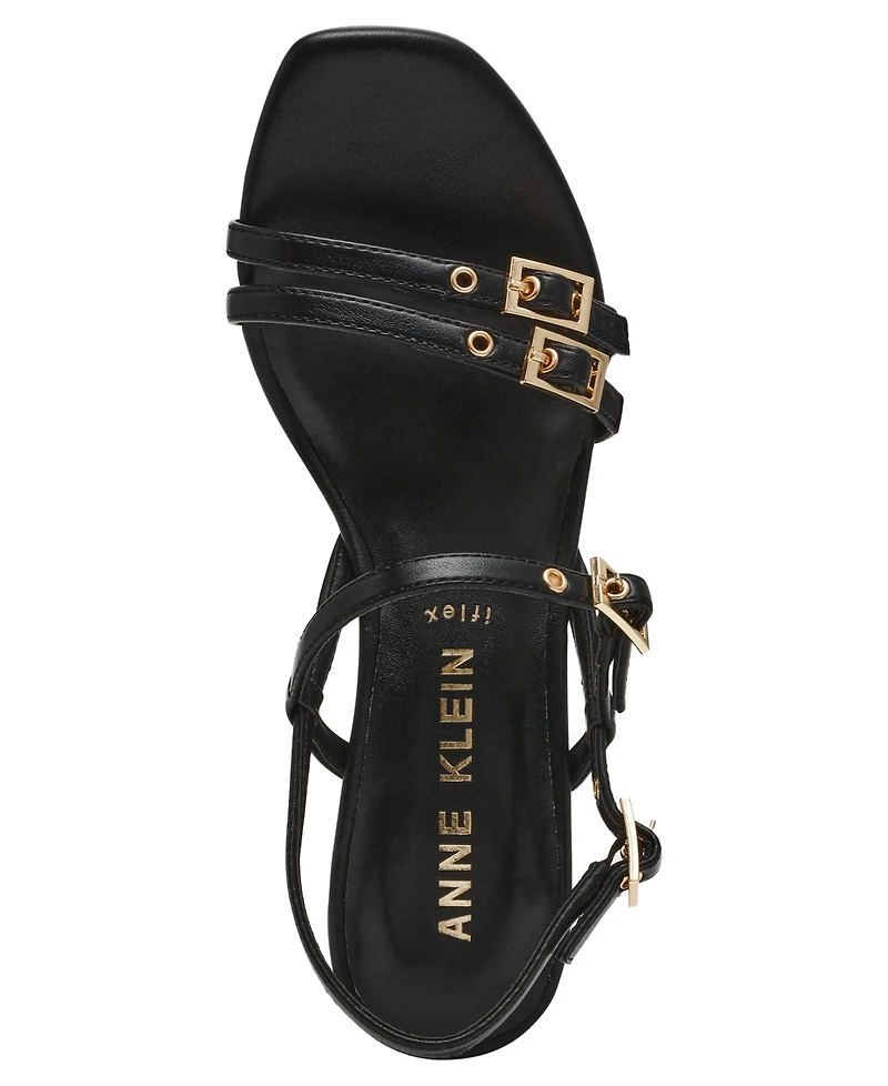 Anne Klein Women's Mackenzie Strappy Buckle Block Heel Dress Sandals