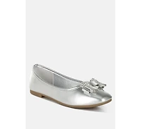 Navik Rhinestone Buckle Metallic Ballerinas