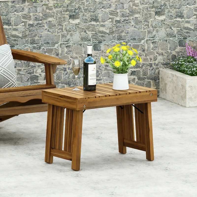 Streamdale Acacia Wood Foldable Side Table Durable, Stylish, And Space-Saving