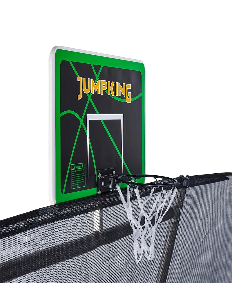 JumpKing 10' x 15' Rectangle Trampoline includes 2 Basketball Hoops with Breakaway Rim and Ladder