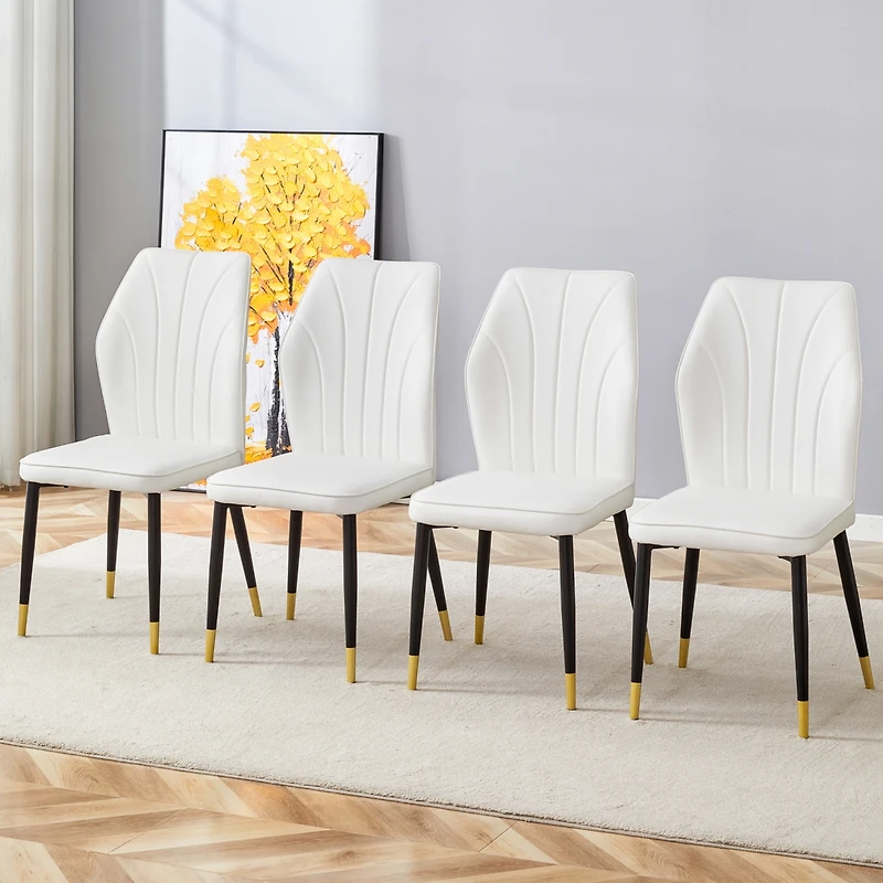 Streamdale Modern Pu Backrest Dining Chairs with Black Metal Legs