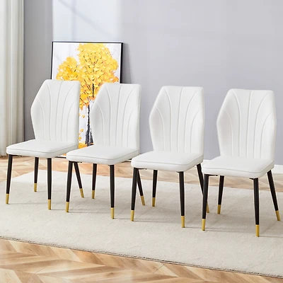 Streamdale Modern Pu Backrest Dining Chairs with Black Metal Legs