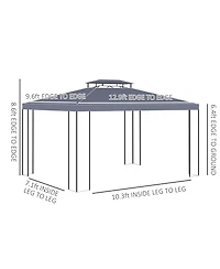 10' x 13' Patio Gazebo, Double Roof Outdoor Gazebo Canopy Shelter with Screen Decorate Corner Frame, for Garden, Lawn, Backyard and Deck, Gray