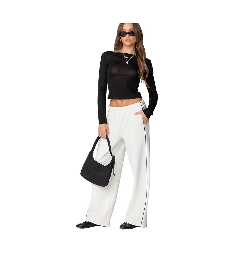 Edikted Womens Rach Sheer Boat Neck Top