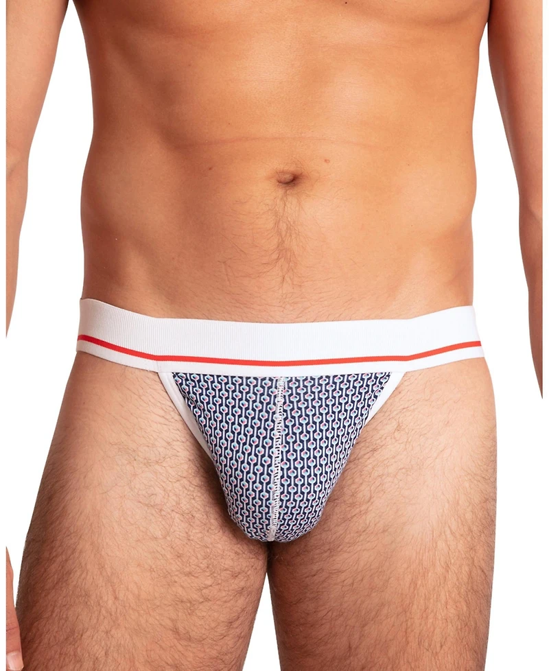 Mens Bamboo Jockstrap - Blue Geometric