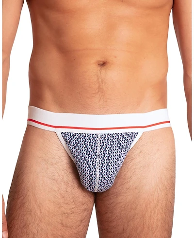 Mens Bamboo Jockstrap - Blue Geometric
