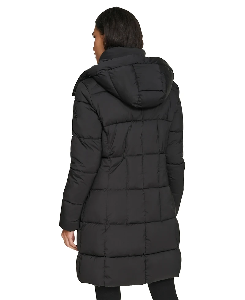 Calvin Klein Women's Hooded Faux-Fur-Lined Midi Puffer Coat