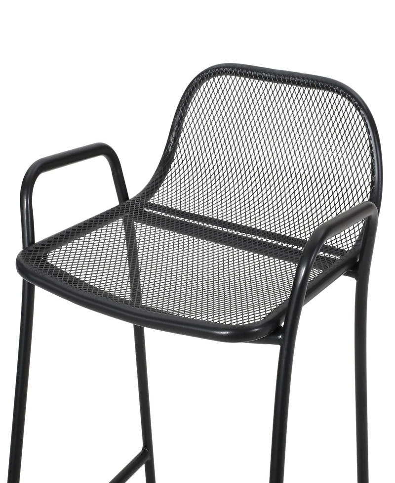 Streamdale Modern Matte Black Iron Barstools With Mesh Seating (Set Of 2)