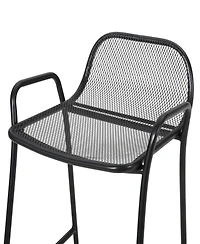 Streamdale Modern Matte Black Iron Barstools With Mesh Seating (Set Of 2)