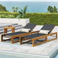 Streamdale Mia Chaise Lounges Breathable Mesh, Acacia Wood, Outdoor Comfort