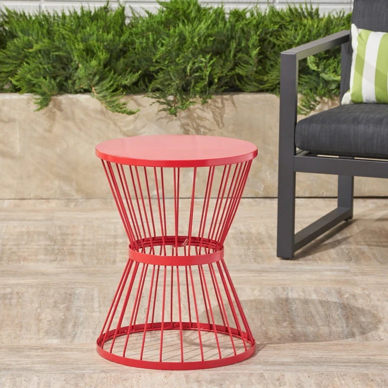 Lassen Modern Hourglass Side Table: Durable, Stylish Outdoor Accent