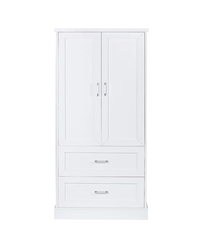 Simplie Fun Tall Bathroom Storage Cabinet, Cabinet with Two Doors and Drawers, Adjustable Shelf, Mdf Board, White