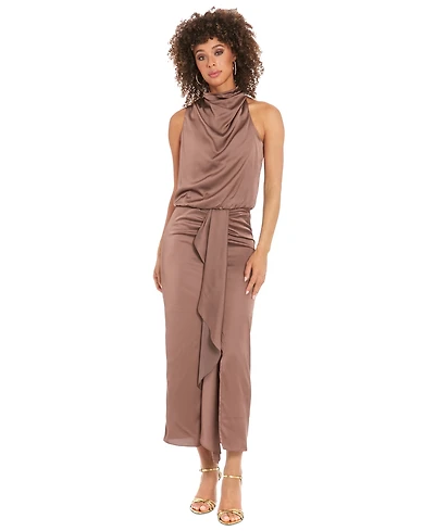 Muse Women's Draped-Front Charmeuse Maxi Skirt